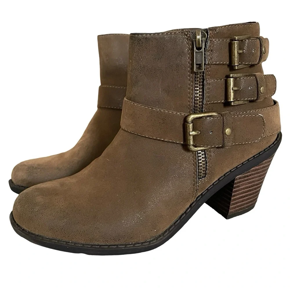 Nicole Sage Distressed Brown Booties Size 5.5